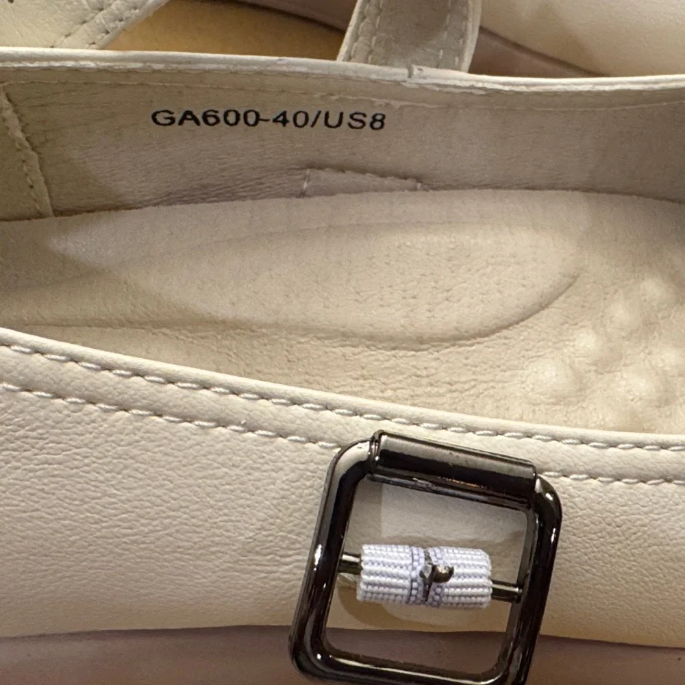 NWT QJN Mary Jane Shoes Women Flat Comfortable leather Casual Ladies beige 8 - Picture 5 of 12